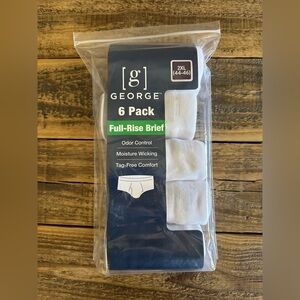 GEORGE Men’s Full-Rise White Briefs 6-Pack • Size 2XL • NEW